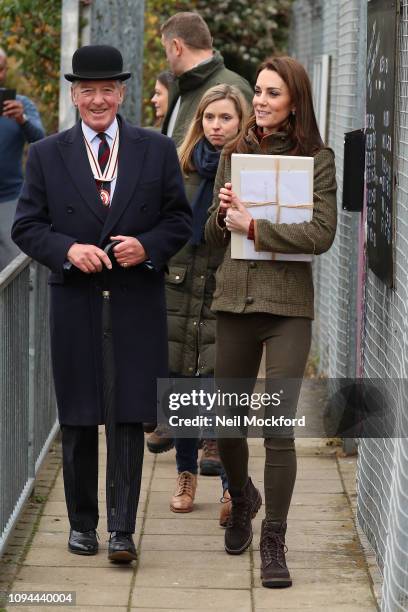 Catherine, Duchess of Cambridge departs the Islington Community Garden on January 15, 2019 in London, United Kingdom.