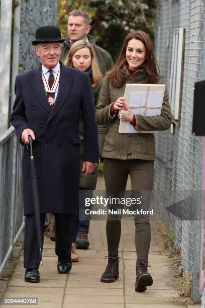 Catherine, Duchess of Cambridge departs the Islington Community Garden on January 15, 2019 in London, United Kingdom.