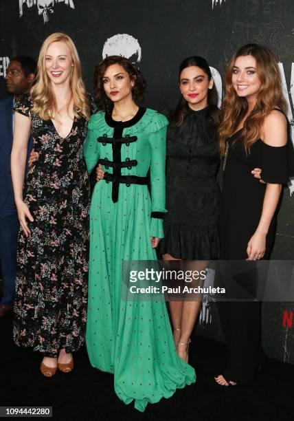 Actors Deborah Ann Woll, Amber Rose Revah, Floriana Lima and Giorgia Whigham attend Marvel's "The Punisher" Los Angeles premiere at the ArcLight...