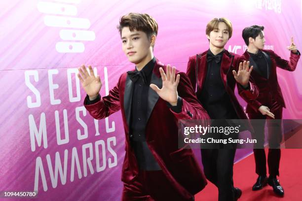 South Korean boy band NCT 127 attend the Seoul Music Awards on January 15, 2019 in Seoul, South Korea.