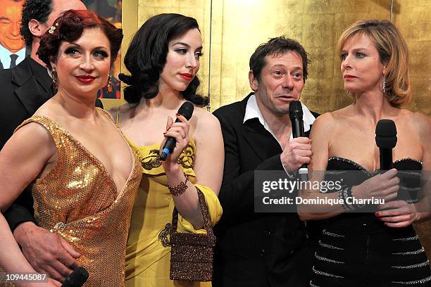 Kitten on the Keys, Evie Lovell, Mathieu Amalric and Karin Viard 36th Cesar Film Awards at Theatre du Chatelet on February 25, 2011 in Paris, France.