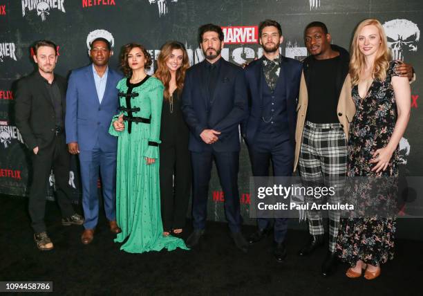 Actors Josh Stewart, Royce Johnson, Amber Rose Revah, Giorgia Whigham, Jon Bernthal, Ben Barnes, Jason R. Moore and Deborah Ann Woll attend Marvel's...