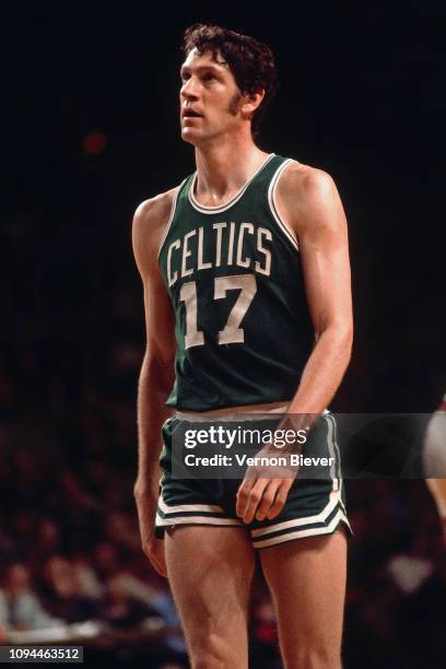 John Havlicek of the Boston Celtics looks on during the game against the Milwaukee Bucks on November 30, 1973 at the Milwaukee Arena in Milwaukee,...