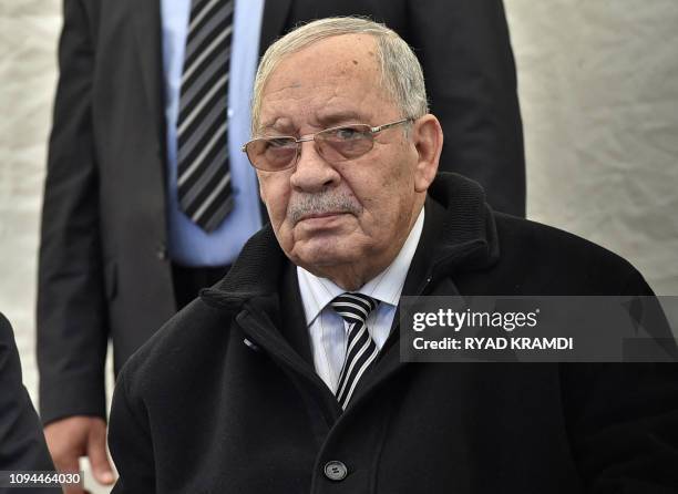 Lieutenant-General Ahmed Gaid Salah, chief of Staff of the Algerian Armed Forces and Vice-minister of Defence, attends the funeral of Algerian...