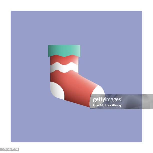 christmas stocking icon - bright socks stock illustrations