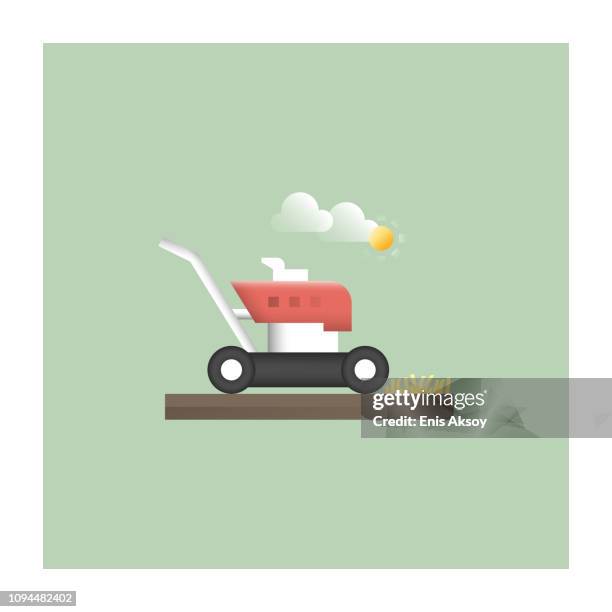 mow grass icon - fixing lawn mower stock illustrations