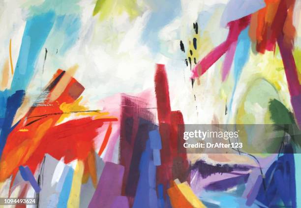 illustrazioni stock, clip art, cartoni animati e icone di tendenza di emozioni di pittura acrilica astratta - dipinto
