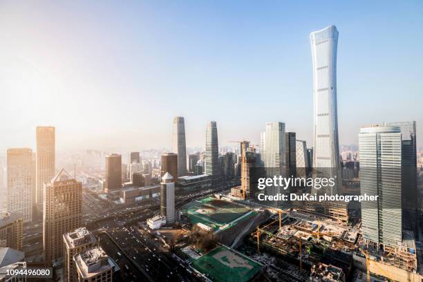 beijing cbd - peking skyline stockfoto's en -beelden