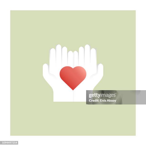 charity and donation icon - volunteer hands colorful stock illustrations