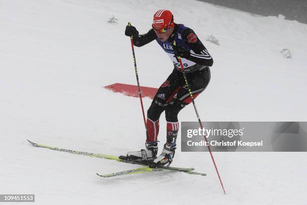 Eric Frenzel of Germany competes in the Nordic Combined Individual 10KM Cross Country race during the FIS Nordic World Ski Championships at...