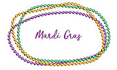Mardi Gras decoration vector realistic beads on white background.