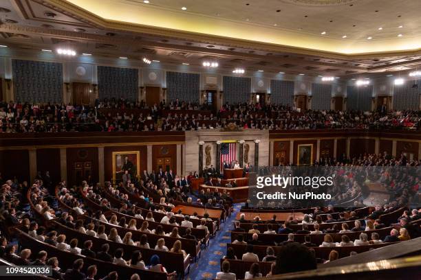 President Donald Trump delivers his second State of the Union address to a joint session of Congress at the U.S. Capitol in Washington, D.C., on...