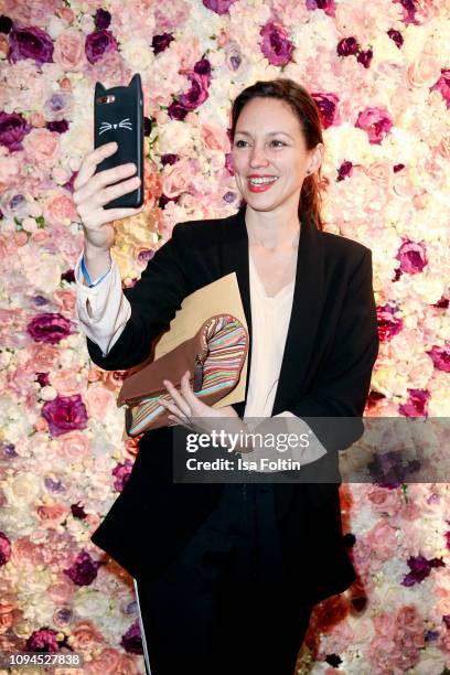 German actress Nike Fuhrmann attends the Blaue Blume Awards at Restaurant Grosz on February 6, 2019 in Berlin, Germany.