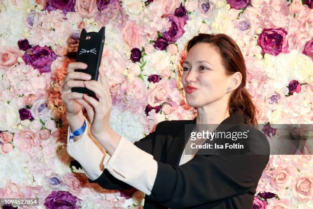 German actress Nike Fuhrmann attends the Blaue Blume Awards at Restaurant Grosz on February 6, 2019 in Berlin, Germany.
