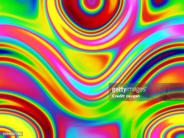 colorful flowing chromatic holographic dynamic waves - trippy stock pictures, royalty-free photos & images