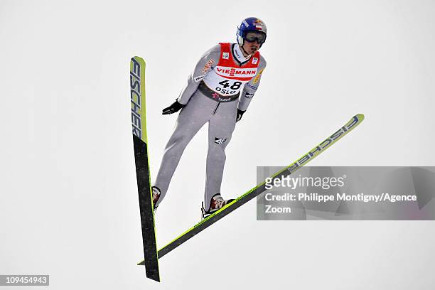 Adam Malysz of Poland takes 3rd place during the FIS Nordic World Ski Championships Ski Jumping Men's HS106 on February 26, 2011 in Oslo, Norway.