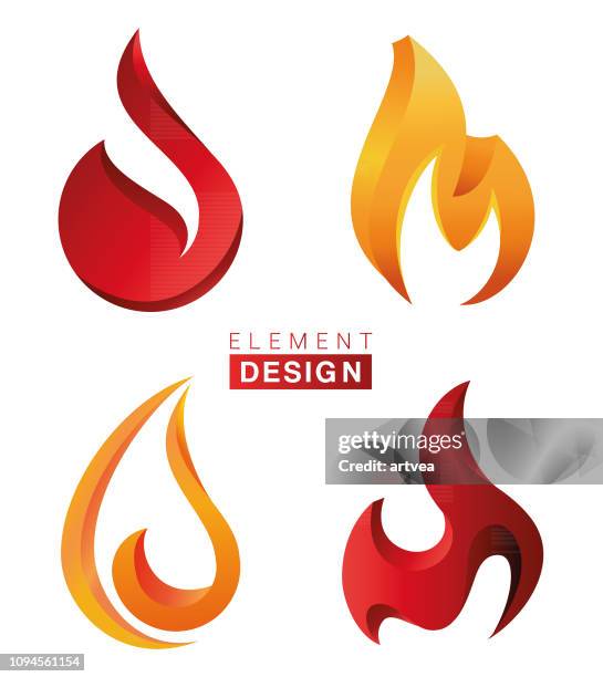 feuer flammen set - brennbar stock-grafiken, -clipart, -cartoons und -symbole