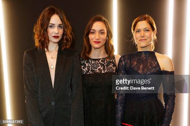 Tuppence Middleton, Cara Horgan and Charity Wakefield attend the dunhill Pre-BAFTA dinner at dunhill Bourdon House on February 6, 2019 in London,...