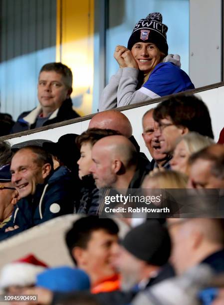 Cherry Seaborn, partner of Musician, Ed Sheeran during the Sky Bet Championship match between Ipswich Town and Sheffield United at Portman Road on...