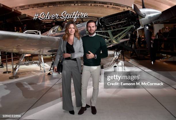 Evelina Kamph and Juan Mata visits the IWC booth during the Maison's launch of its new Pilot's Watches at the Salon International de la Haute...