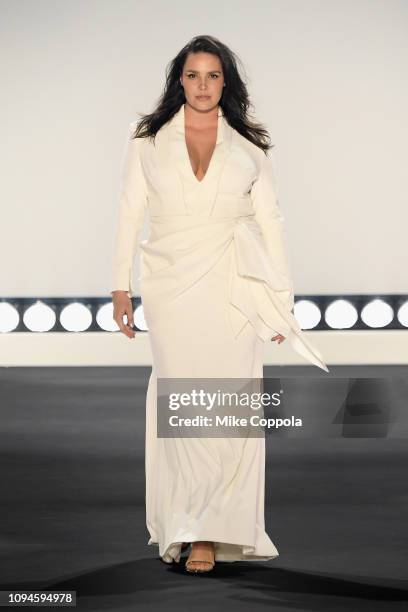 Candice Huffine walks the runway for the 11 Honore fashion show during New York Fashion Week: The Shows at Gallery I at Spring Studios on February 6,...