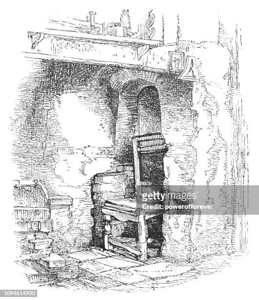 stockillustraties, clipart, cartoons en iconen met openhaard of chimney corner in shakespeare's house in stratford-upon-avon, engeland - birthplace of silicon valley