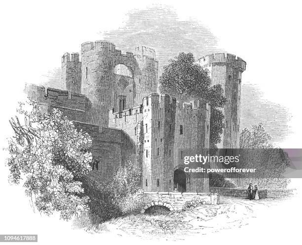 warwick castle at warwick in warwickshire, england - warwick castle stock illustrations