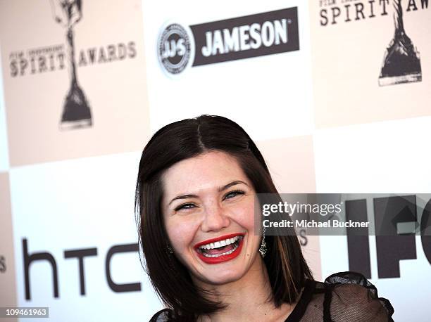 Delphine Chaneac attends the 2011 Film Independent Spirit Awards hosted by Jameson Irish Whiskey at Santa Monica Beach on February 26, 2011 in Santa...