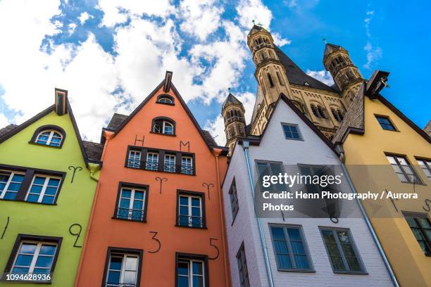 colorful townhouses, cologne,north rhine westphalia, germany - cologne 個照片及圖片檔