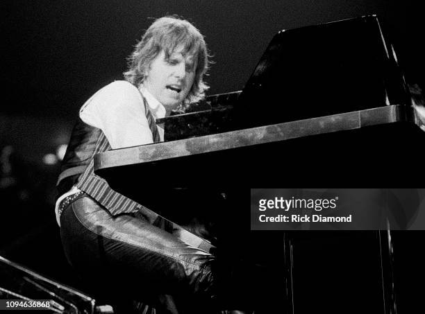 Keith Emerson of Emerson, Lake and Palmer performs at The OMNI Coliseum in Atlanta Georgia June 23,1977