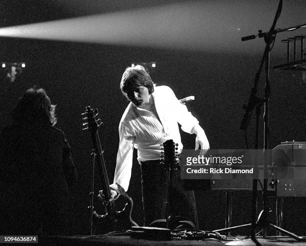 S Greg Lake of Emerson, Lake and Palmer performs at The OMNI Coliseum in Atlanta Georgia June 23,1977