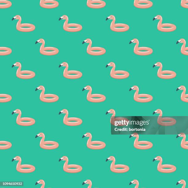 inflatable flamingo children's toy seamless pattern - flamingo pattern stock illustrations