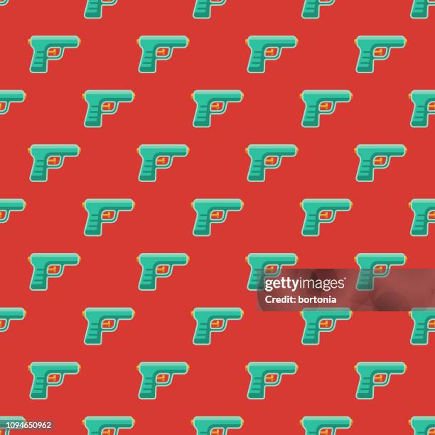 squirt gun children's toy seamless pattern - water gun stock illustrations