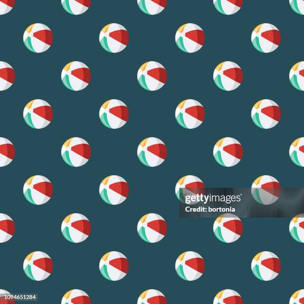 beach ball children's toy seamless pattern - beach ball stock illustrations