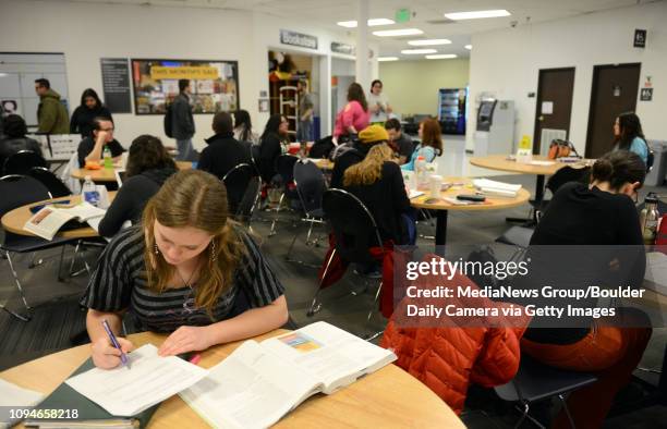 Front Range Community College student Amber Jones studies for a science class Tuesday, Feb. 25, 2014.