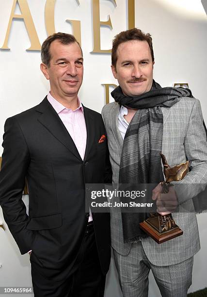 Piaget CEO Philippe Leopold-Metzger and director Darren Aronofsky, winner of the Best Director award for 'Black Swan', in the Piaget Lounge at the...