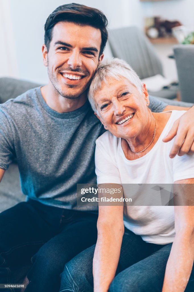 Happy mother and son