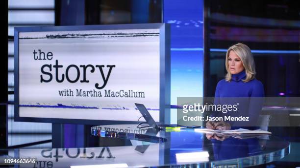 Martha MacCallum seen during a taping of "The Story with Martha MacCallum" at Fox News Channel Studios on February 7, 2019 in New York City.