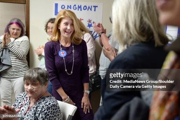 Best1 Former Texas senator Wendy Davis enters the Hillary Clinton campaign office Friday in Longmont to speak to a group of about 30 people in...