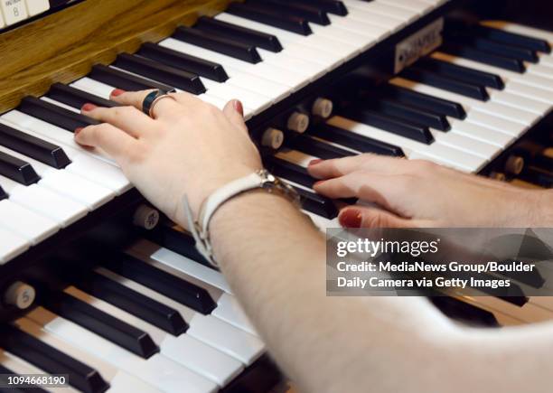 Music director Audrey Herrmann plays the new Allen organ at Messiah Lutheran Church, 1335 Francis St., Tuesday. April 14, 2015 To view a video visit...