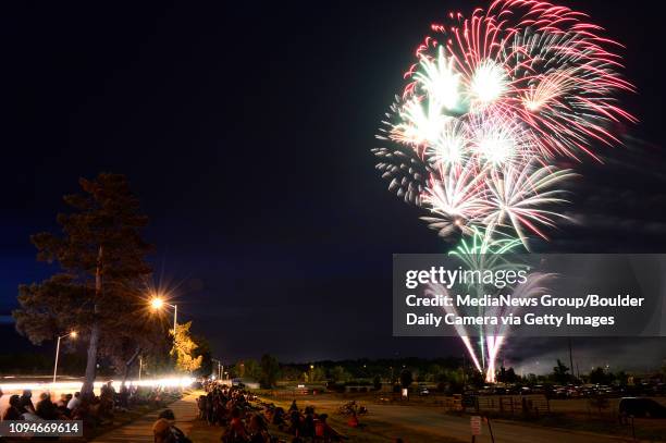 The fireworks show as seen from the Boulder County Fairgrounds in Longmont Saturday night. July 04, 2015