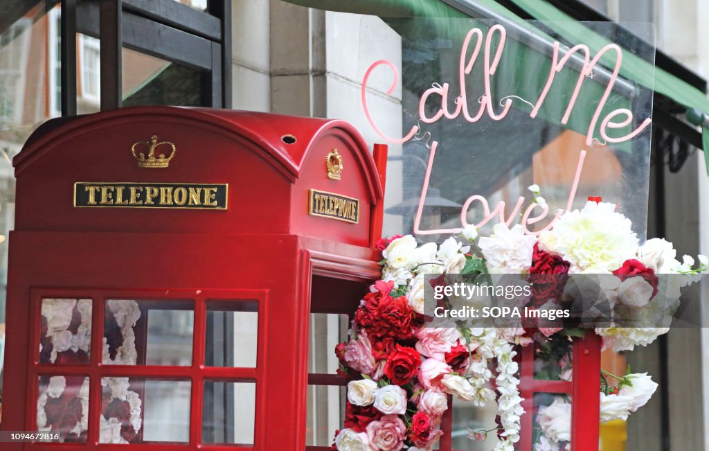 Valentines Day 'Call me Love' display of roses around a...