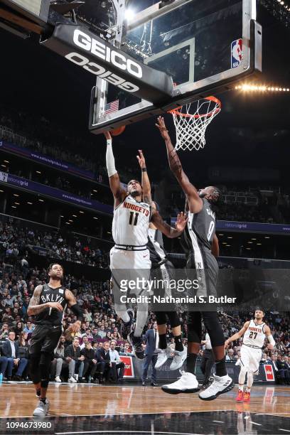Monte Morris of the Denver Nuggets shoots the ball against the Brooklyn Netson February 6, 2018 at Barclays Center in Brooklyn, New York. NOTE TO...