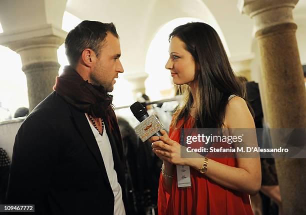 Designer Philipp Plein is interviewed after the Philipp Plein fashion show as part of Milan Fashion Week Womenswear Autumn/Winter 2011 on February...