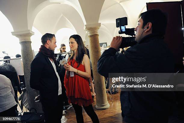 Designer Philipp Plein is interviewed after the Philipp Plein fashion show as part of Milan Fashion Week Womenswear Autumn/Winter 2011 on February...