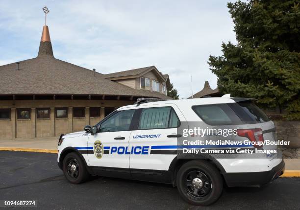 Longmont Police Department patrol car is parked at Westview Presbyterian Church Monday morning. According to scanner traffic there may have been an...