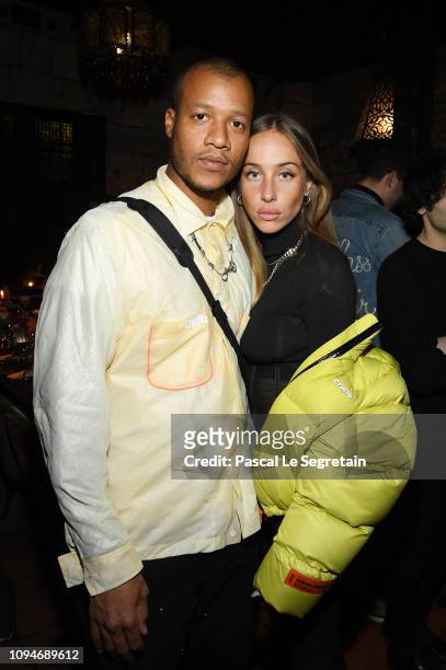 Heron Preston and Sabrina Albarello attend Heron Preston + UGG Paris Fashion Week Dinner At Le 404 Restaurant as part of Paris Fashion Week on...