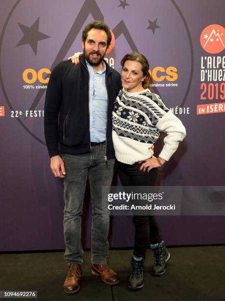 David Mora and Anne-Elisabeth Blateau attends the opening ceremony of the 22nd L'Alpe D'Huez International Comedy Film Festival on January 15, 2019...