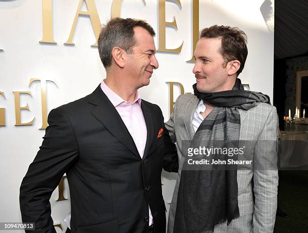 Piaget CEO Philippe Leopold-Metzger and director Darren Aronofsky, winner of the Best Director award for 'Black Swan', in the Piaget Lounge at the...