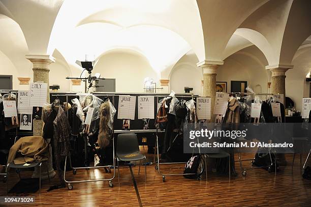 General view of the backstage at the Philipp Plein fashion show as part of Milan Fashion Week Womenswear Autumn/Winter 2011 on February 26, 2011 in...